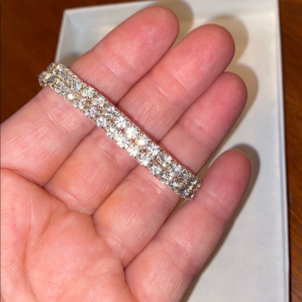 Stretchy Silver Diamond Bracelet